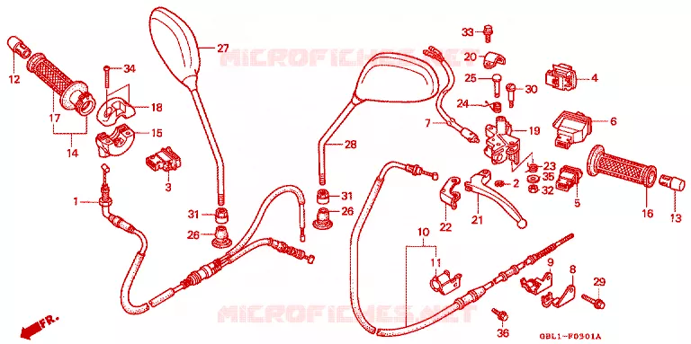 COMMODO - LEVIER - CABLE Honda SCOOTER 50 DIO 2000  SK50MY