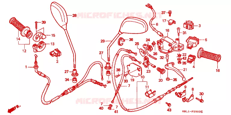 COMMODO - LEVIER - CABLE Honda SCOOTER 50 DIO 2000  SK50MY_ZX