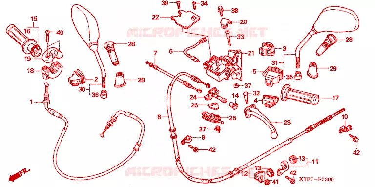 LEVIER DE GUIDON - CABLE - COMMODO Honda SCOOTER 125 SH 2008  SH1258