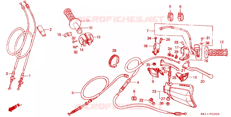 LEVIER DE GUIDON - CABLE - COMMODO Honda MOTO 250 XR 1987  XR250RH