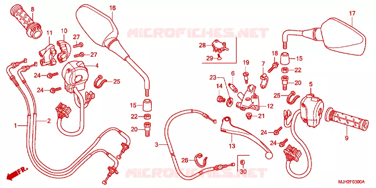 LEVIER DE GUIDON - CABLE - COMMODO Honda SCOOTER 750 INTEGRA 2015  NC750LD