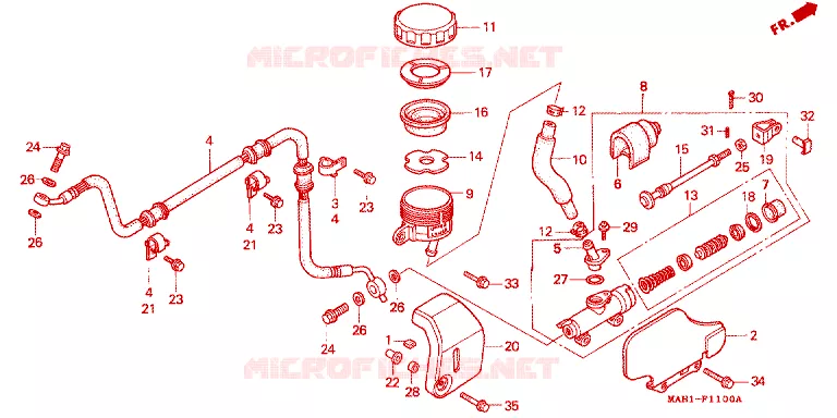 MAITRE-CYLINDRE DE FREIN ARRIERE Honda MOTO 1100 SHADOW 1995  VT1100C2S