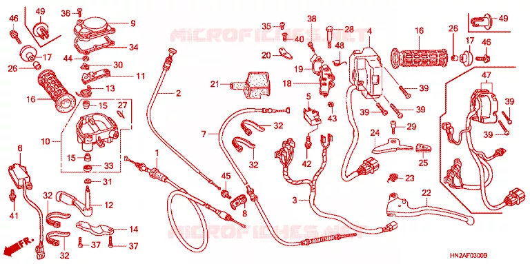 LEVIER DE GUIDON - CABLE - COMMODO Honda ATV 500 FOURTRAX 2007  TRX500FA7