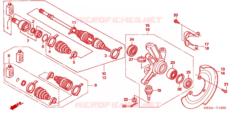 ARBRE DE ROUE  Honda ATV 500 FOURTRAX 2007  TRX500FA7