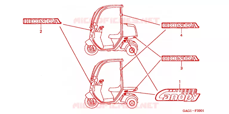 AUTOCOLLANTS Honda SCOOTER 50 GYRO 2002  TC502