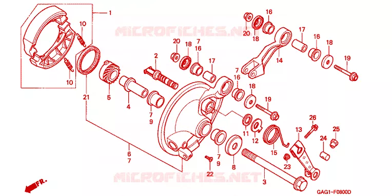 FLASQUE - MACHOIRES DE FREIN AVANT Honda SCOOTER 50 GYRO 2004  TC504_W