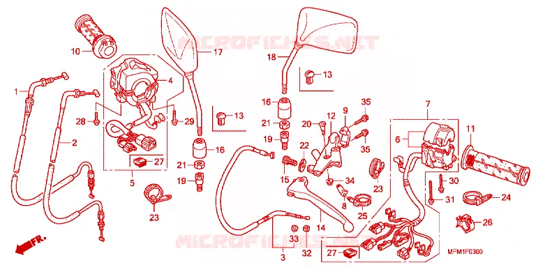 LEVIER DE GUIDON - CABLE - COMMODO Honda MOTO 400 CB 2010  CB400SAA