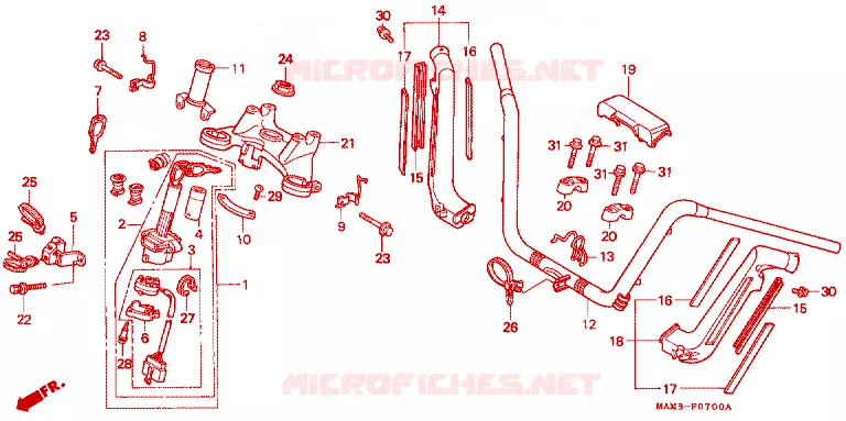 GUIDON - TE DE FOURCHE Honda MOTO 1500 GOLD-WING 1995  GL1500SES