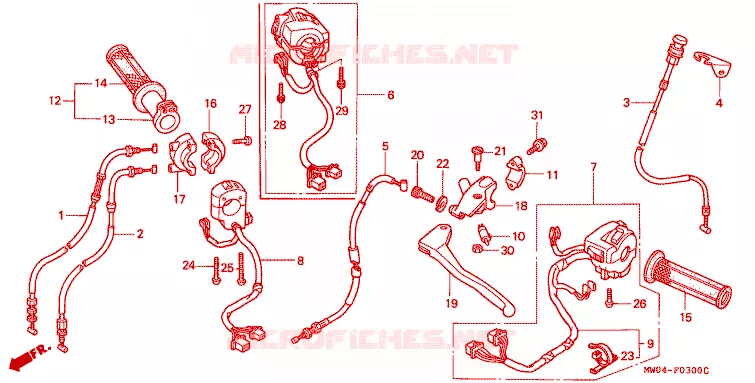 COMMODOS - POIGNEES Honda MOTO 900 CBR 1993  CBR900RRP