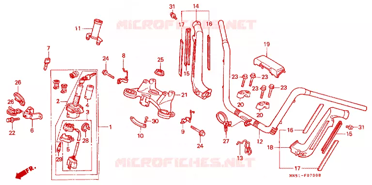 GUIDON - TE DE FOURCHE Honda MOTO 1500 GOLD-WING 1994  GL1500SER