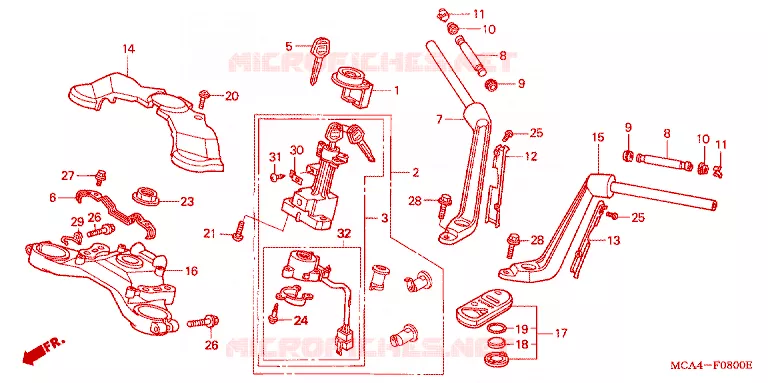 GUIDON - TE DE FOURCHE Honda MOTO 1800 GOLD-WING 2002  GL18002