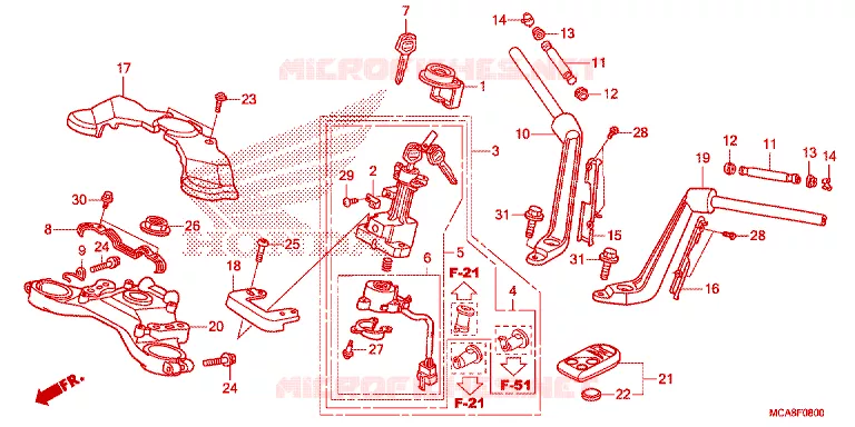 GUIDON - TE DE FOURCHE Honda MOTO 1800 GOLD-WING 2012  GL1800C