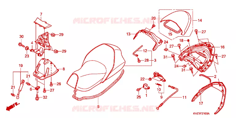 SELLE - POIGNEE ARRIERE Honda SCOOTER 250 FORZA 2008  NSS250A8_J