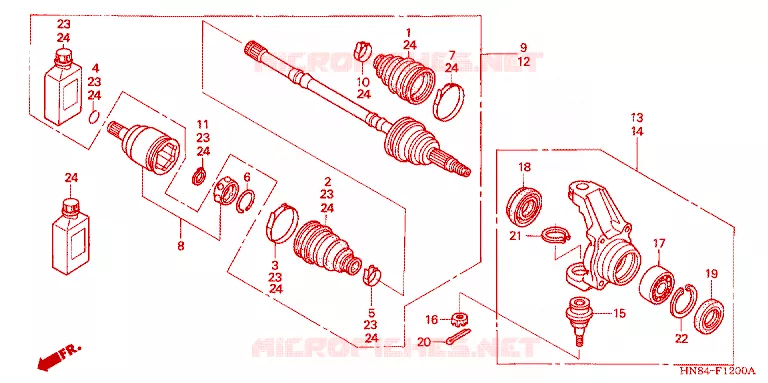 ARBRE DE ROUE AVANT Honda ATV 650 FOURTRAX 2005  TRX650FA5