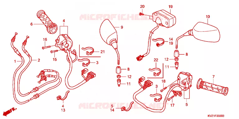COMMODO - CABLE - RETROVISEUR Honda SCOOTER 250 FORZA 2009  NSS250AA9