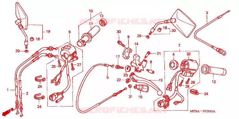 LEVIER DE GUIDON - CABLE - COMMODO Honda MOTO 600 SHADOW 2002  VT600CD2