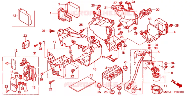 BATTERIE - BOITIER DE BATTERIE Honda MOTO 600 SHADOW 2003  VT600CD3