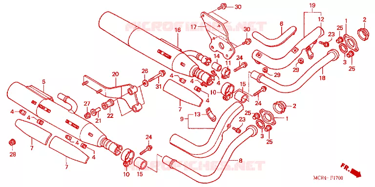 SILENCIEUX D'ECHAPPEMENT Honda MOTO 750 SHADOW 2001  VT750DC1_A