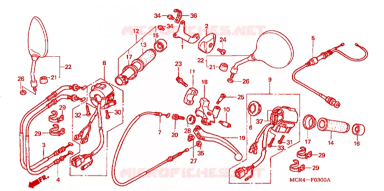 COMMODO - LEVIER - CABLE Honda MOTO 750 SHADOW 2002  VT750DC2_A