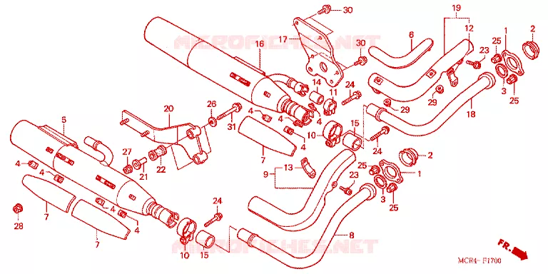 SILENCIEUX D'ECHAPPEMENT Honda MOTO 750 SHADOW 2002  VT750DC2_A