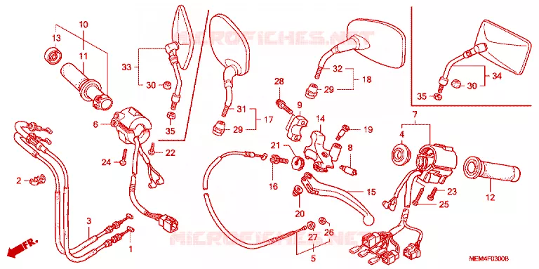 COMMODOS - POIGNEES - CABLES Honda MOTO 1300 VTX 2004  VTX1300C4