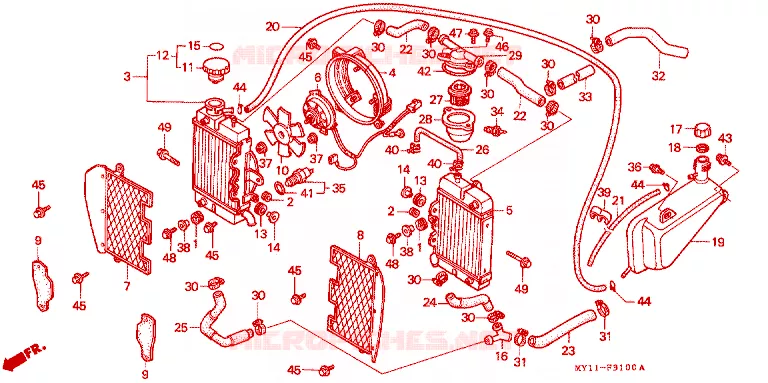 ENSEMBLE RADIATEUR Honda MOTO 750 AFRICA-TWIN 2000  XRV750Y