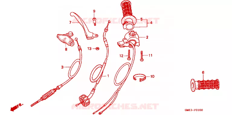 LEVIER DE GUIDON - CABLE - COMMODO Honda MOTO 50 Z50 1998  Z50RW