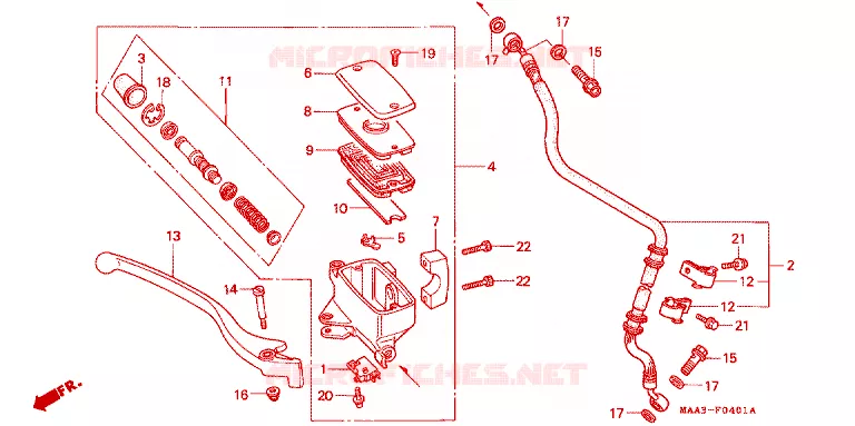 MAITRE CYLINDRE DE FREIN AVANT Honda MOTO 1100 SHADOW 1995  VT1100C2S