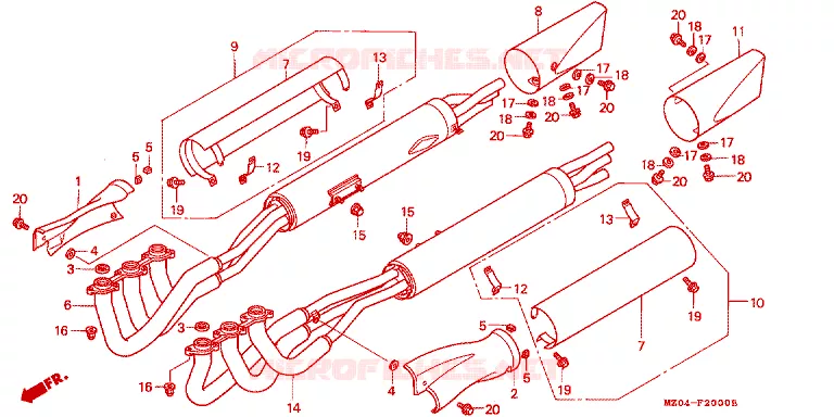 SILENCIEUX D'ECHAPPEMENT Honda MOTO 1500 GOLD-WING 1999  GL1500CTX