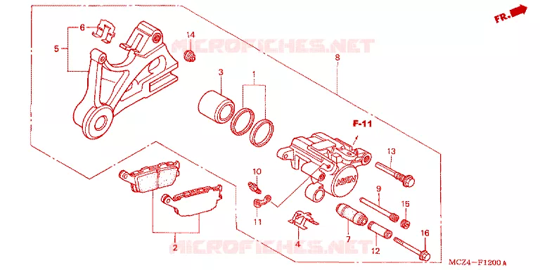 ETRIER DE FREIN ARRIERE Honda MOTO 900 HORNET 2004  CB900F4