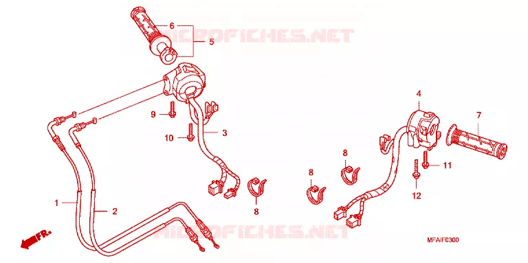 COMMODO - LEVIER - CABLE Honda MOTO 1000 CBF 2008  CBF10008