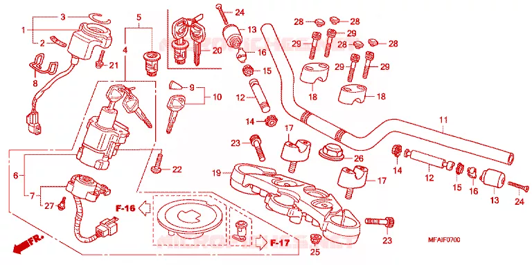 GUIDON - TE DE FOURCHE Honda MOTO 1000 CBF 2008  CBF10008