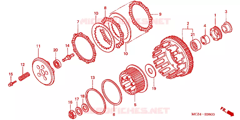 EMBRAYAGE Honda MOTO 900 HORNET 2004  CB900F4