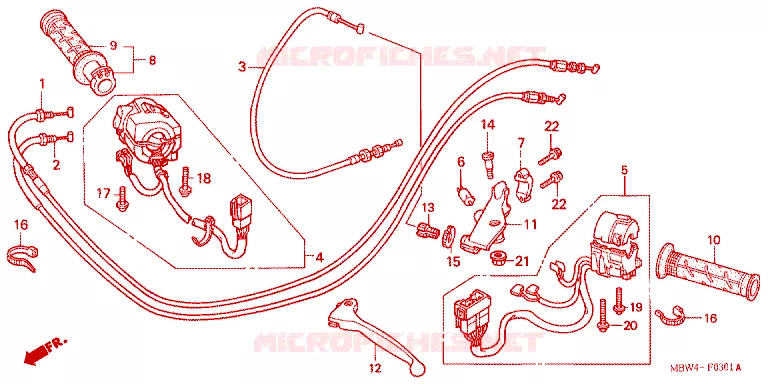 LEVIER DE GUIDON - CABLE - COMMODO Honda MOTO 600 CBR 2002  CBR600F42