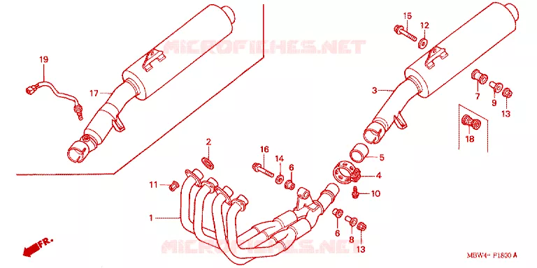 SILENCIEUX D'ECHAPPEMENT Honda MOTO 600 CBR 2000  CBR600F4Y