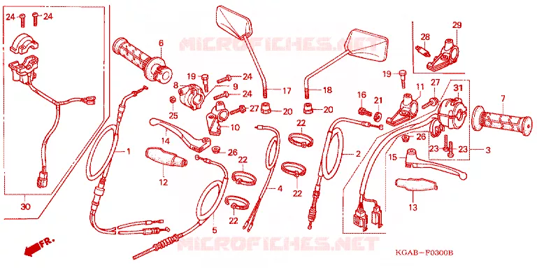 LEVIER DE GUIDON - CABLE - COMMODO Honda MOTO 125 CG 2002  CG125KS2