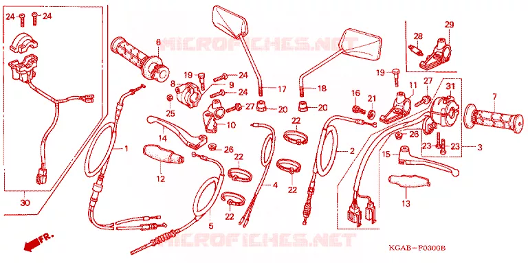 LEVIER DE GUIDON - CABLE - COMMODO Honda MOTO 125 CG 2003  CG125KS3