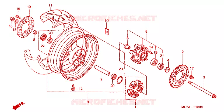 ROUE ARRIERE Honda MOTO 900 HORNET 2004  CB900F4