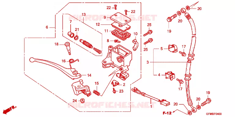 MAITRE CYLINDRE DE FREIN AVANT Honda SCOOTER 110 LEAD 2010  NHX110A