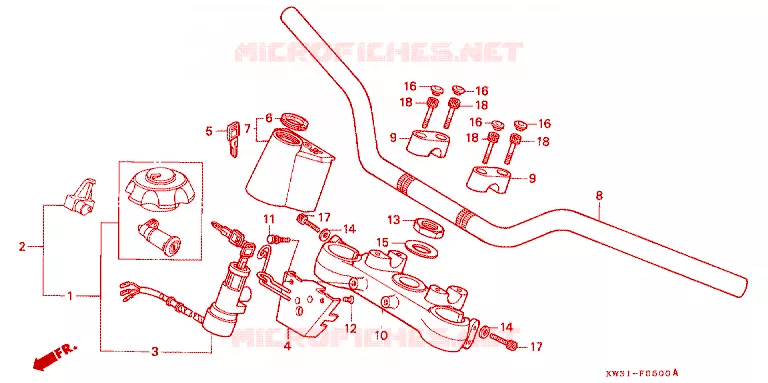 GUIDON - TE DE FOURCHE Honda MOTO 250 NX 1993  NX250K_J