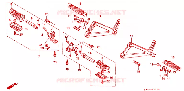 REPOSE PIED Honda MOTO 250 NX 1991  NX250K_J