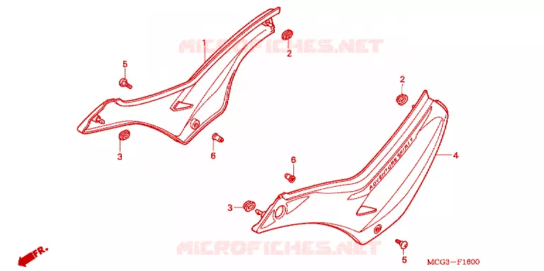COUVERCLES LATERAUX Honda MOTO 400 NX 2003  NX4003