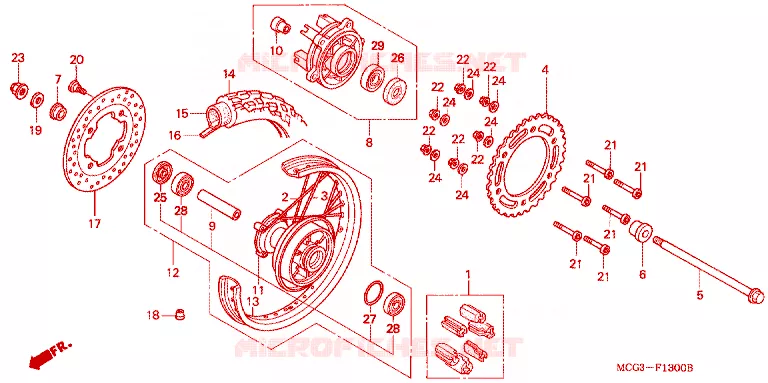 ROUE ARRIERE Honda MOTO 400 NX 2003  NX4003