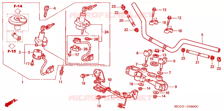 GUIDON - TE DE FOURCHE Honda MOTO 400 NX 2007  NX4007