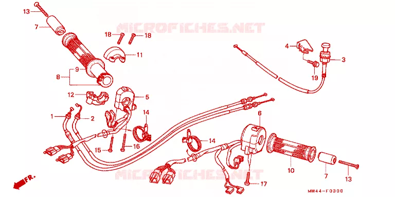 COMMODO - LEVIER - CABLE Honda MOTO 750 RC45 1994  RVF750RR