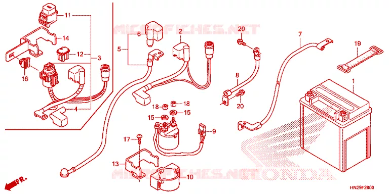 BATTERIE Honda ATV 500 FOURTRAX 2012  TRX500FAC