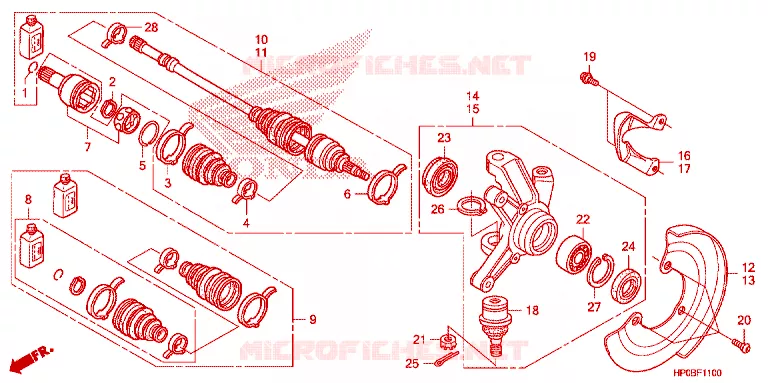 ARBRE DE ROUE  Honda ATV 500 FOURTRAX 2011  TRX500FEB