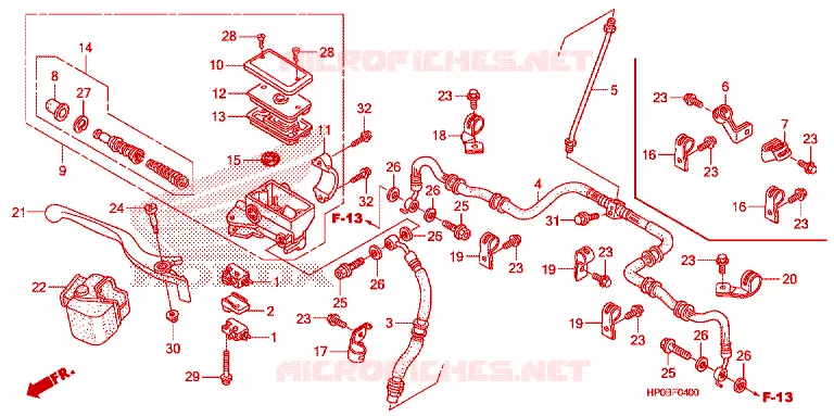 MAITRE CYLINDRE DE FREIN AVANT Honda ATV 500 FOURTRAX 2011  TRX500FEB