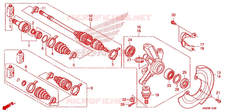ARBRE DE ROUE  Honda ATV 500 FOURTRAX 2014  TRX500FPAE