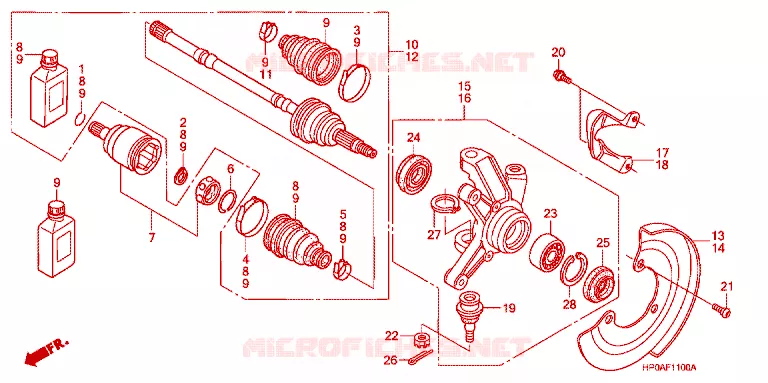 ARBRE DE ROUE  Honda ATV 500 FOURTRAX 2008  TRX500FPE8